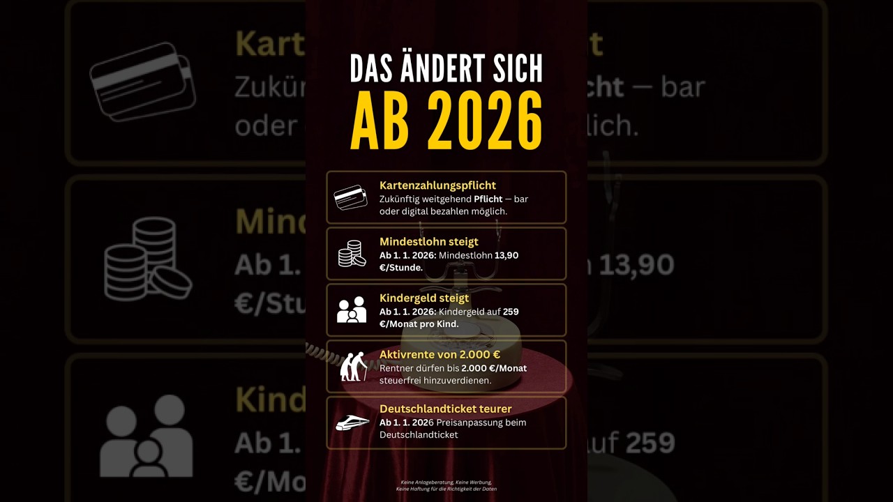 Mehr Geld! Das ändert sich ab 2026!