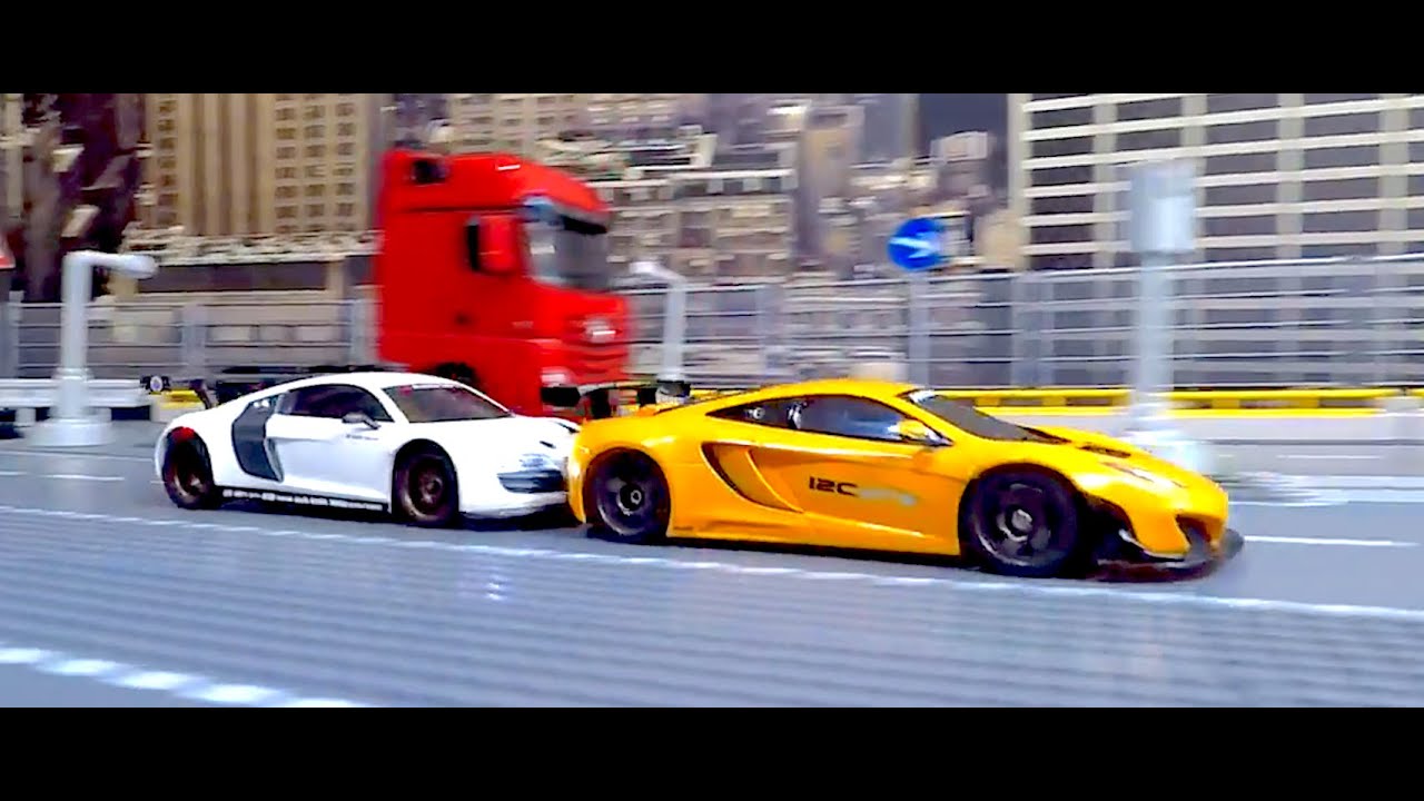 KYOSHO MINI Z - AUDI R8 VS MCLAREN  - STREET RACING -  RC POLICE CHASE