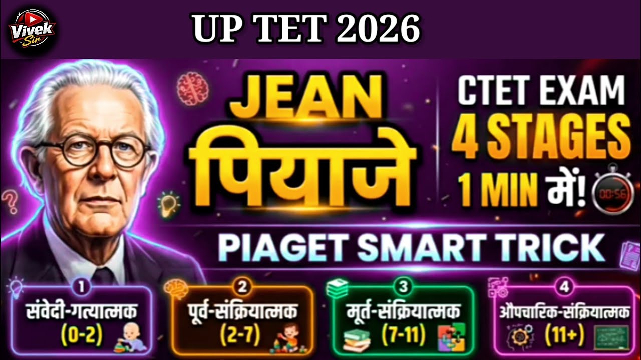 जीन पियाजे का संज्ञानात्मक विकास सिद्धांत 😱| Piaget Theory | UP TET and Super TET 2026 CTET DSSSB
