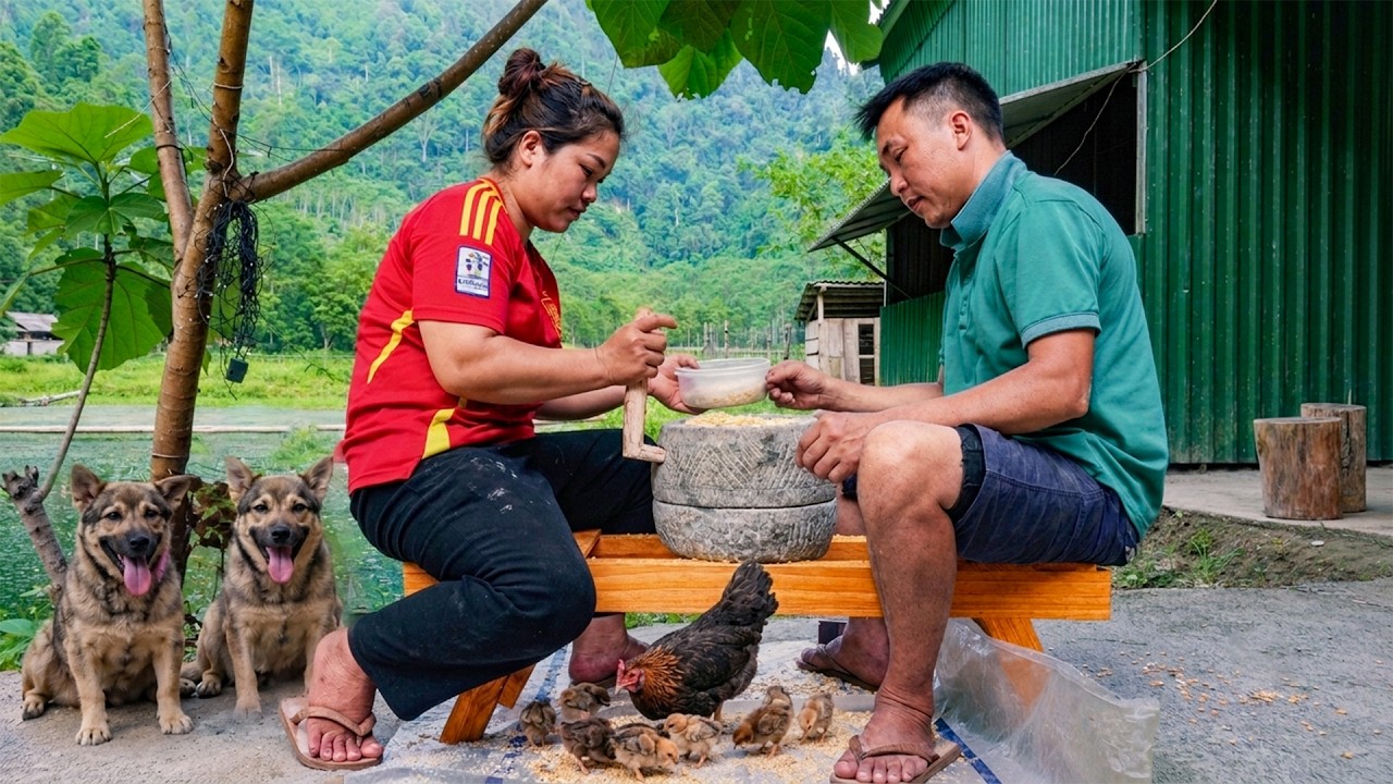 Binh and Ngoc's Homemade Stone Mill Finally Goes to Work | Off-Grid Farm Life