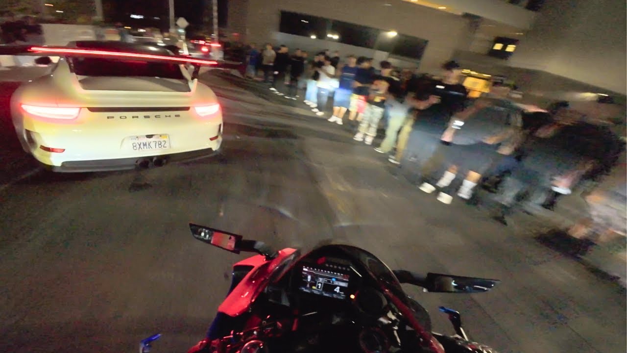 Superbikes Crashing Car Meet