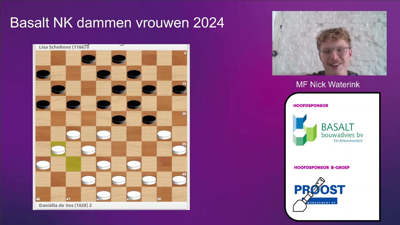 Uitzending Dag 3 NK Dammen Vrouwen 2024 - Nick Waterink
