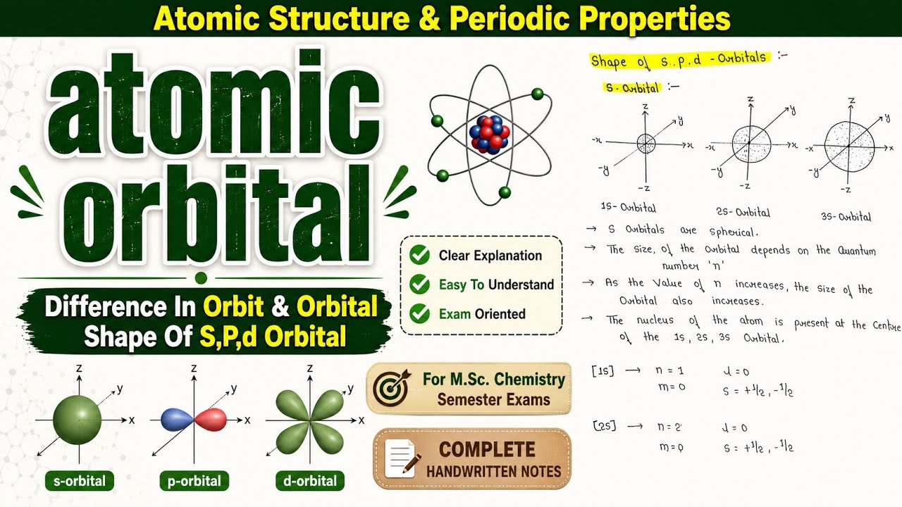 Atomic Orbital | Shape Of S,P,D Orbitals | Difference Between Orbit & Orbitals | #kanhaiya_patel