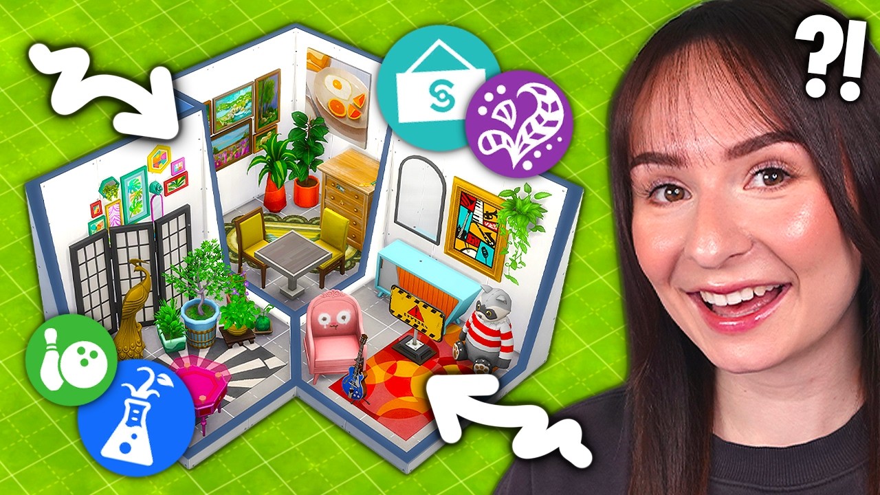 Every room is 2 RANDOM PACKS build challenge in The Sims 4
