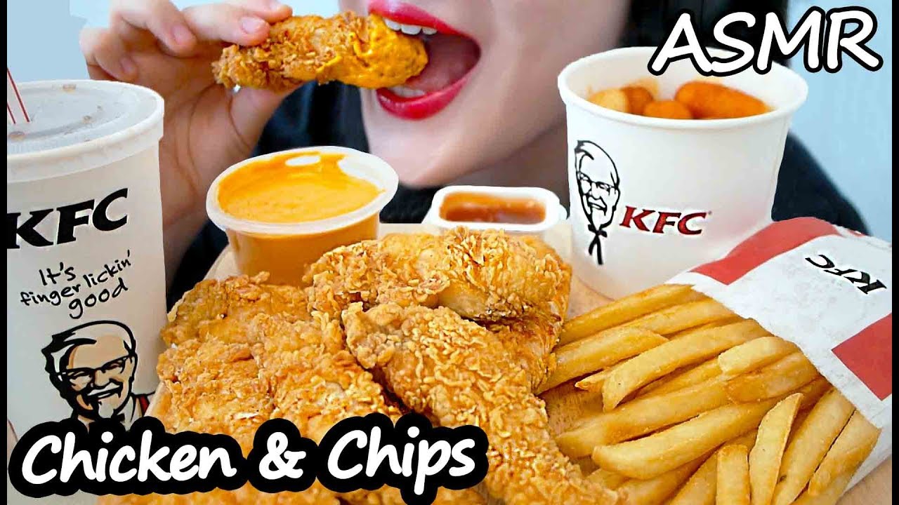 KFC 치킨 떡볶이 ASMR KFC CHICKEN n CHIPS Spicy Rice Cake (Eating Sounds) 리얼사운드 먹방