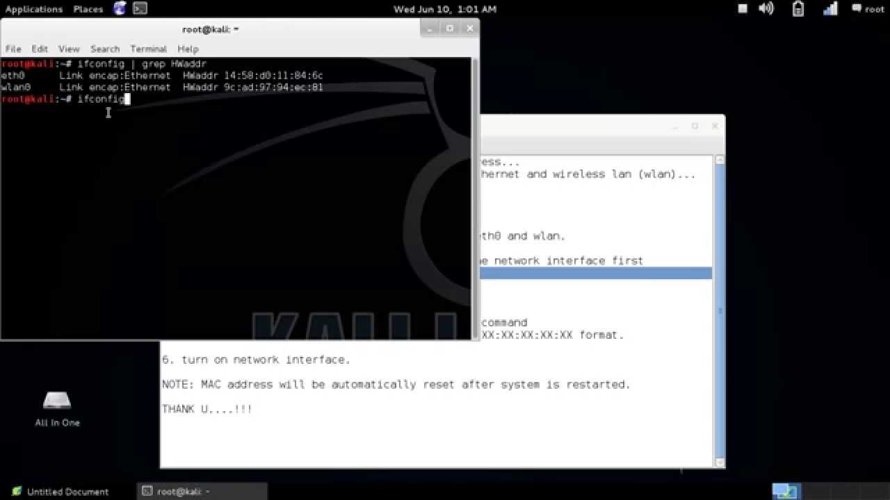 MAC address spoofing using kali linux