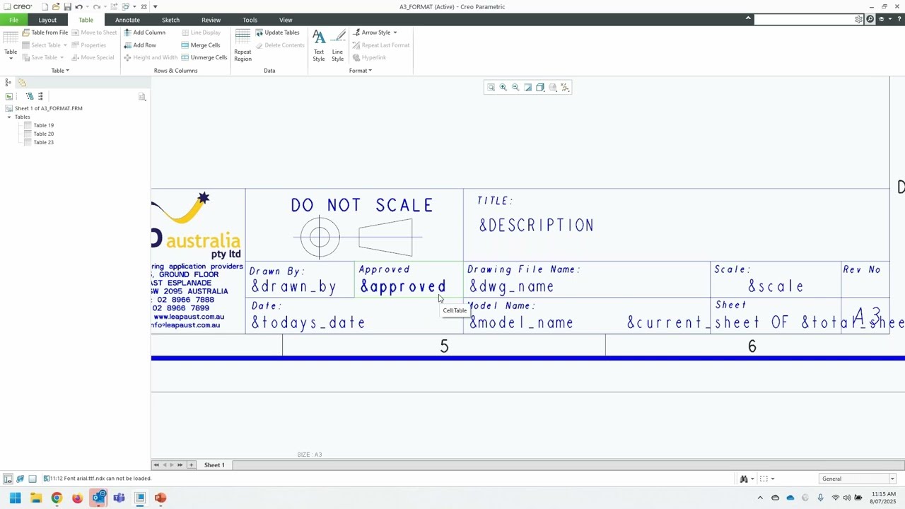 Drawing Formats, Templates, and Best Practices - Demonstration: Tables and Formatting (Part 2 of 4)