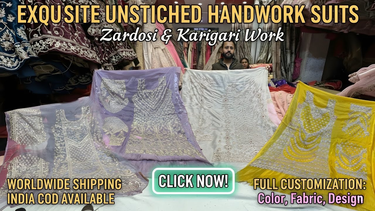 zardozi suit pure handwork collection 😍| unstiched suit | handwork suit #zardozi #suit #video #viral
