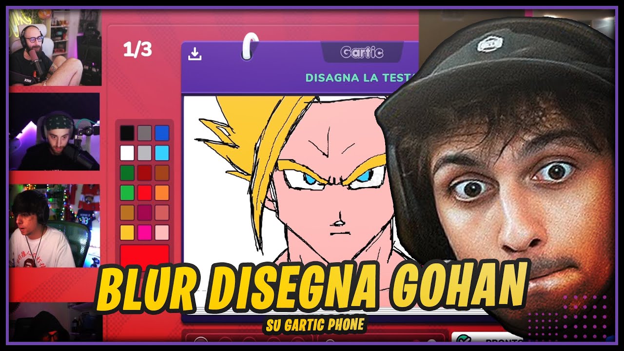 🖌️BLUR DISEGNA GOHAN DI DRAGONBALL SU GARTIC PHONE CON MARZA MANUUXO PESH LOLLOLACUSTRE e MOLLURA🖌️