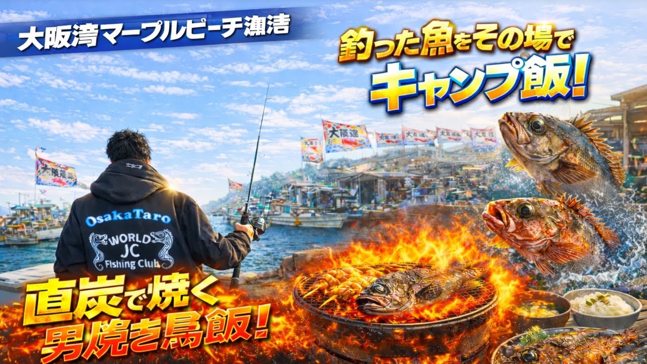 【大阪湾田尻漁港マーブルビーチ】新釣法サビキとメバリングがヤバい…釣り人騒然の根魚爆釣→直炭焼鳥キャンプ飯