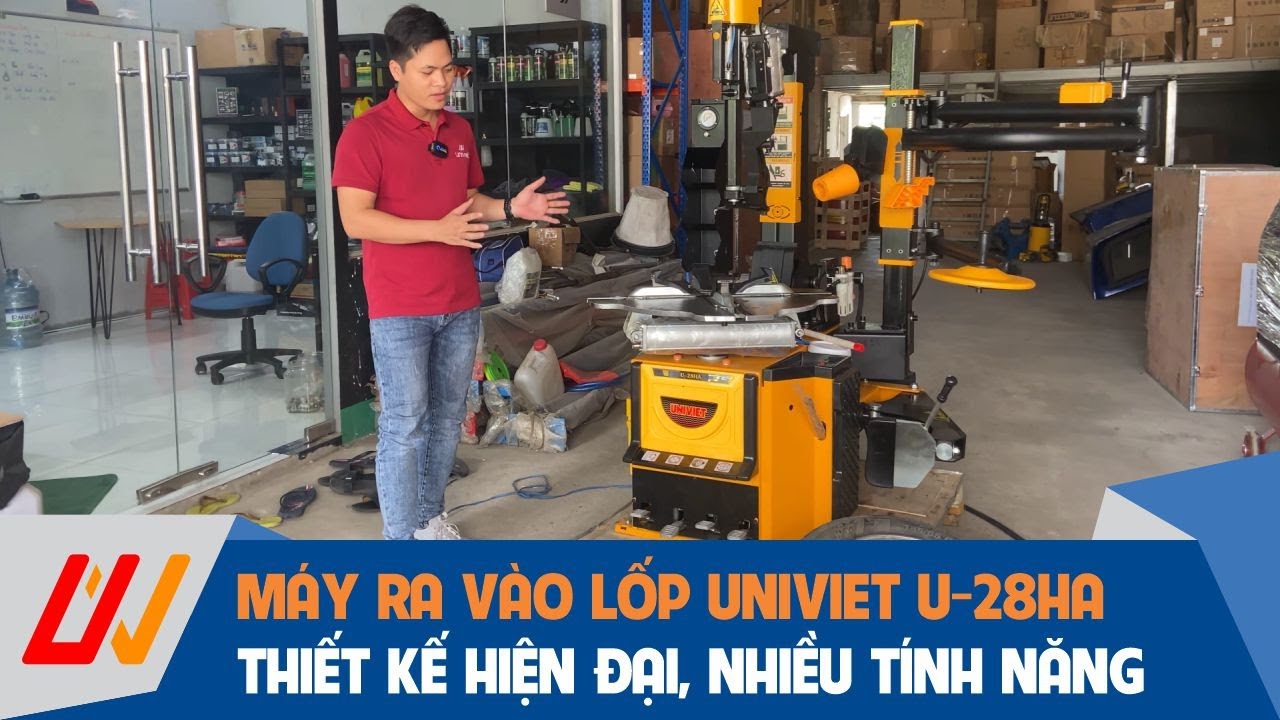 Máy ra vào lốp UNIVIET U-28HA - tháo lắp lốp không cần lơ via, cực nhàn