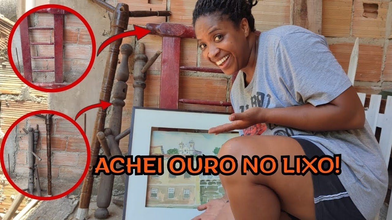 PEGUEI MADEIRA BRUTA NO LIXO E ENCONTREI UM QUADRO LINDO! GARIMPO RAÍZ ECOPONTO NOVO