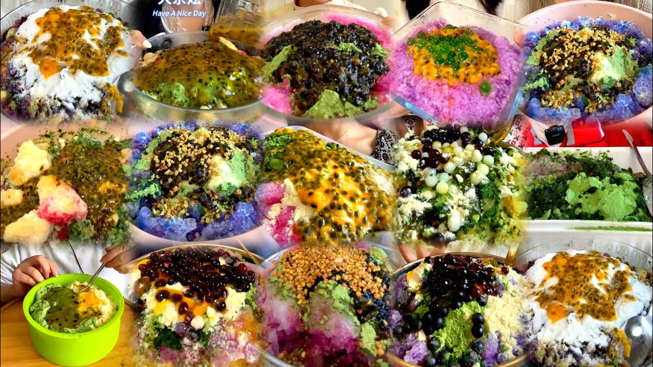 YAOER ICE WITH PASSION FRUIT, MILK POWDER, MATCHA TOPPING ASMR COLLECTION 