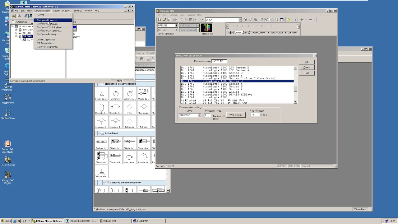 Comunicación mediante OPC con Rslogix 500, Rs Linx Classic y Festo Fluidsim PARTE 1
