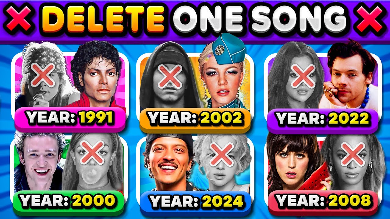 DELETE ONE SONG: From 1980 to 2025, 6 Songs Per Year 🎶 Most Popular Songs | Music Quiz 2025
