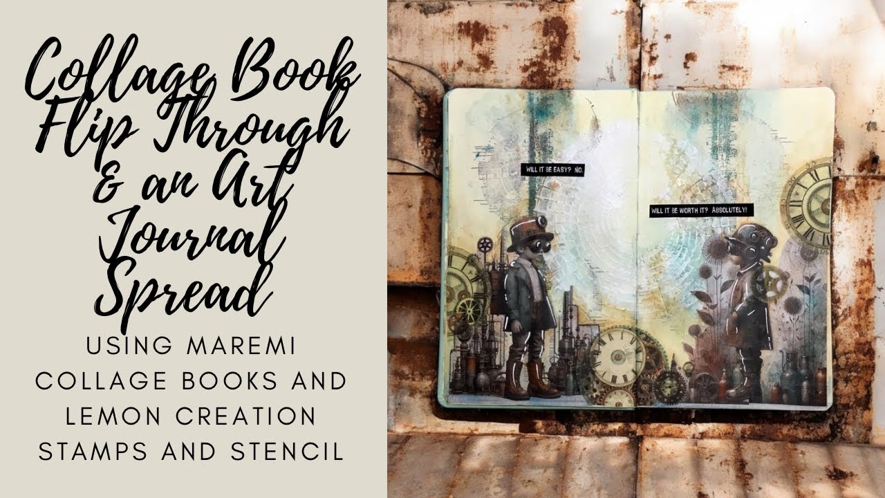 Collage Book Flip Through & Art Journal Spread with #maremicollagebooks and #lemoncreation