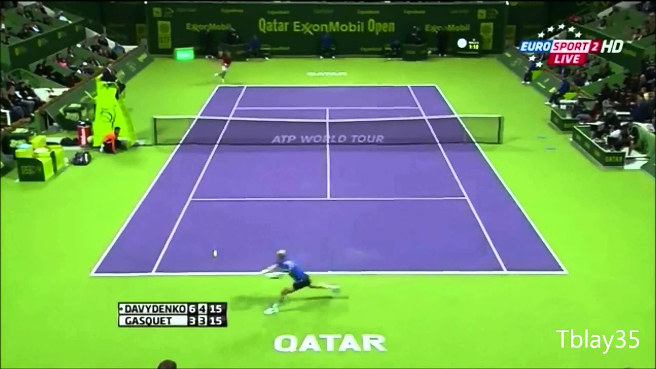 Tennis Best Of 2013 (#6) / Doha 2013= Incredible 31 Shot Rally Between Davydenko and Gasquet (HD)