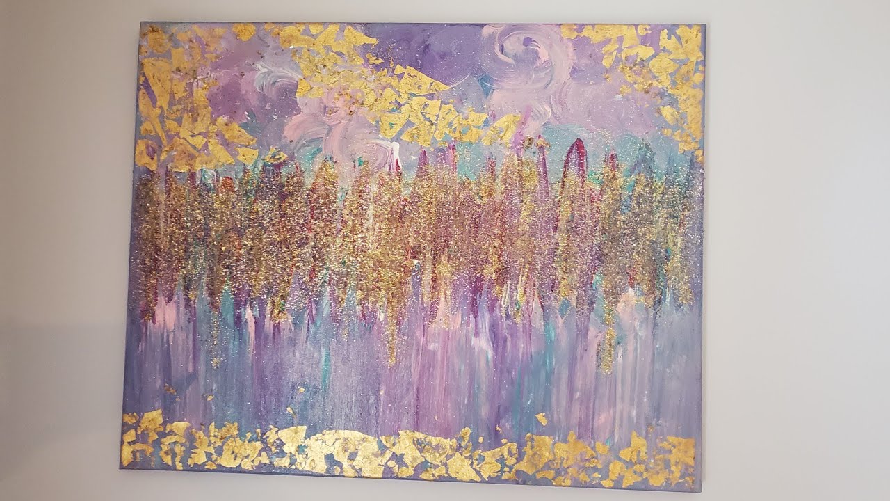 Abstract art | Glitter Art | Acrylic painting | Easy Abstract art on Canvas |DIY Wall Decor