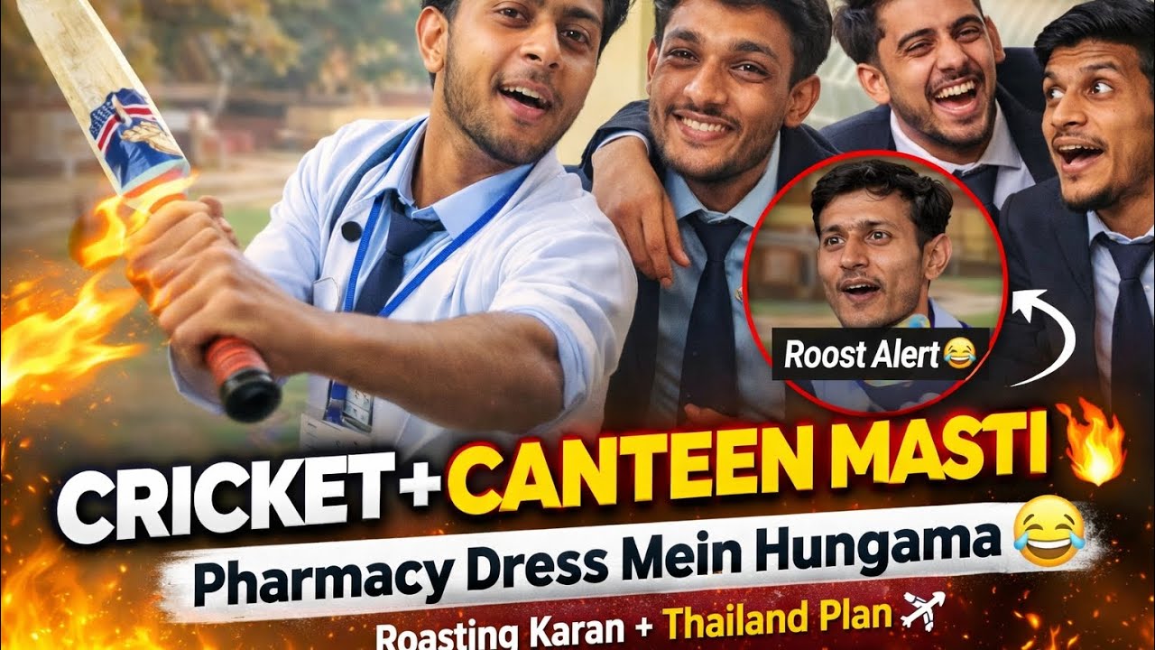 College Vlog | College Cricket Match 🏏 + Canteen Masti 😂 | Pharmacy Dress Mein Hungama