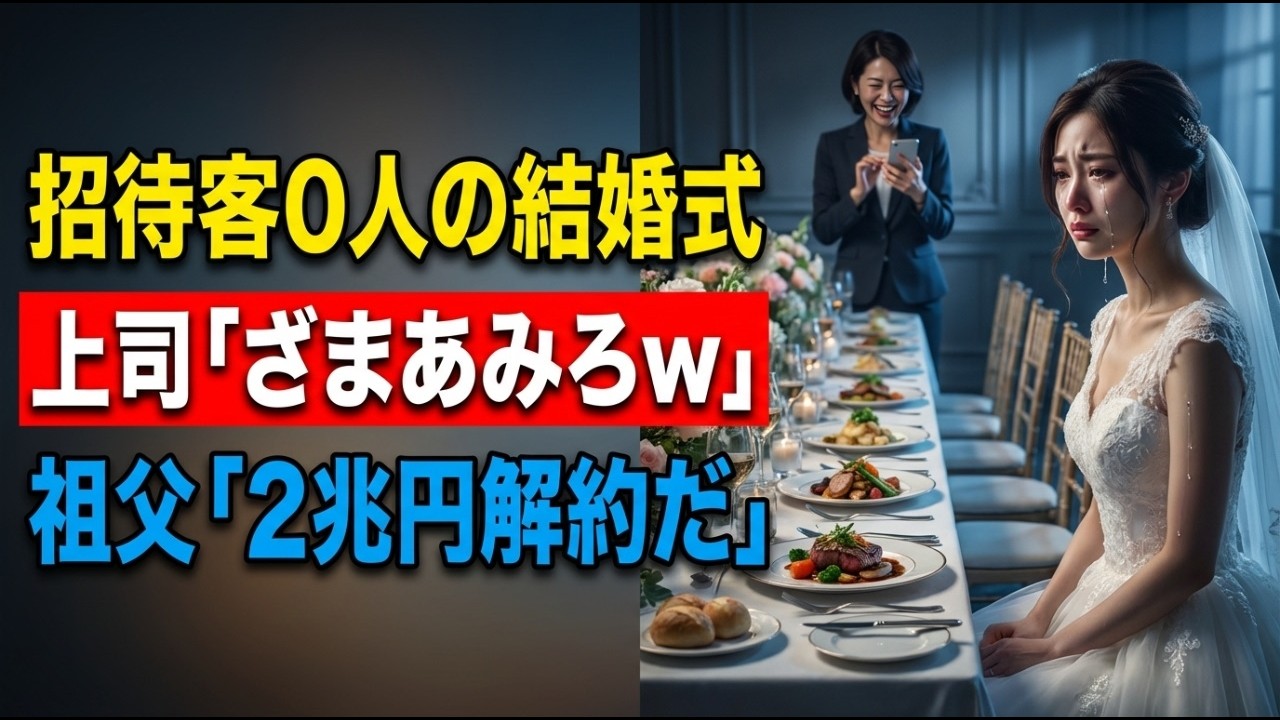 「50人キャンセルｗ格下女の式なんて出ない」後輩の結婚式をドタキャンし嘲笑う上司銀行員—翌朝、祖父「2兆円ライバル行へ即時移管」流出で大波乱！資産も地位も失った女は一生かけ弁済地獄#泣ける話 #感動