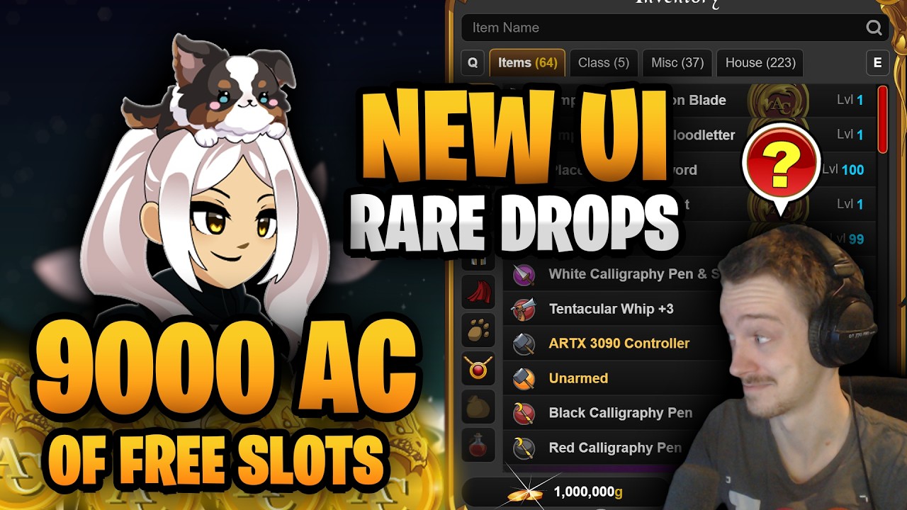 9000 AC darmowych slot&oacute;w! Nowy interfejs ekwipunku! Rzadkie dropy! AQWorlds