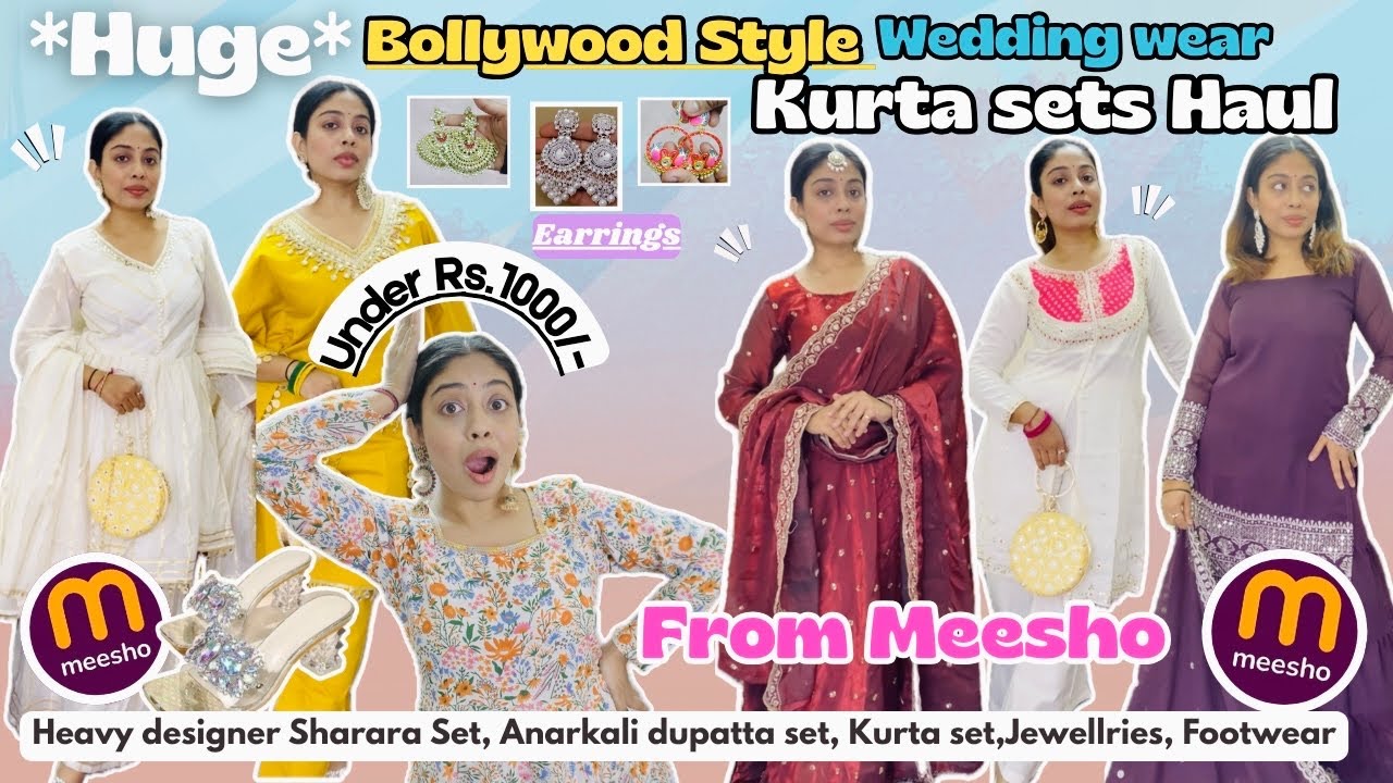 *HUGE* Meesho weddingwear Ethnic Sets Haul✨Sharara set ,Anarkali dupatta set ,Jewelleries, Footwear