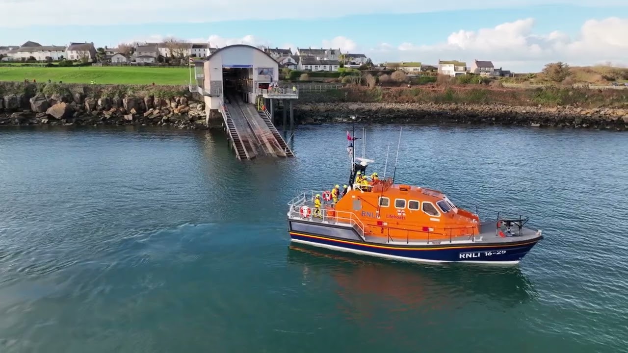 RNLI Moelfre, Anglesey, Wales training launch and recovery.