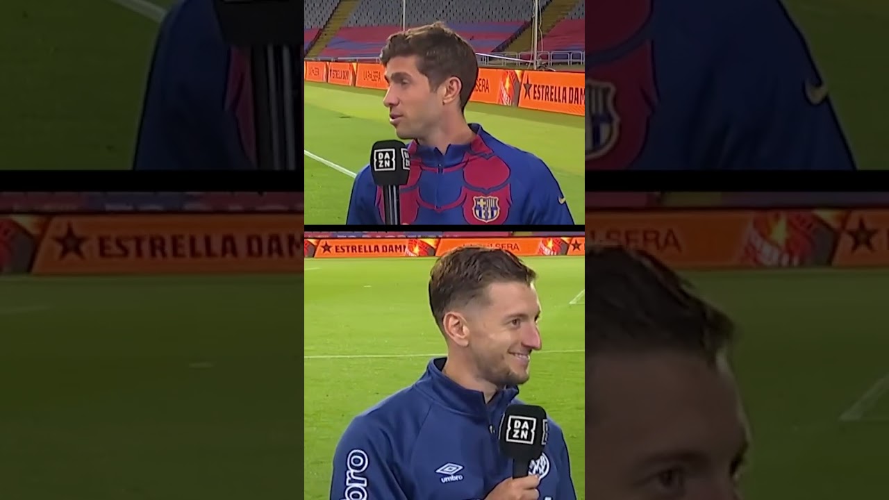 El momentazo de Sergi Roberto con Iv&aacute;n Balliu en el Post de DAZN 😢