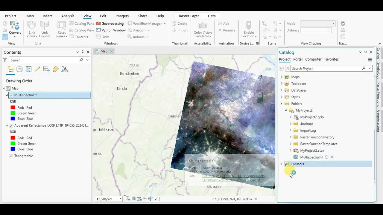How to perform image correction, composite bands and clip raster in ArcGIS Pro