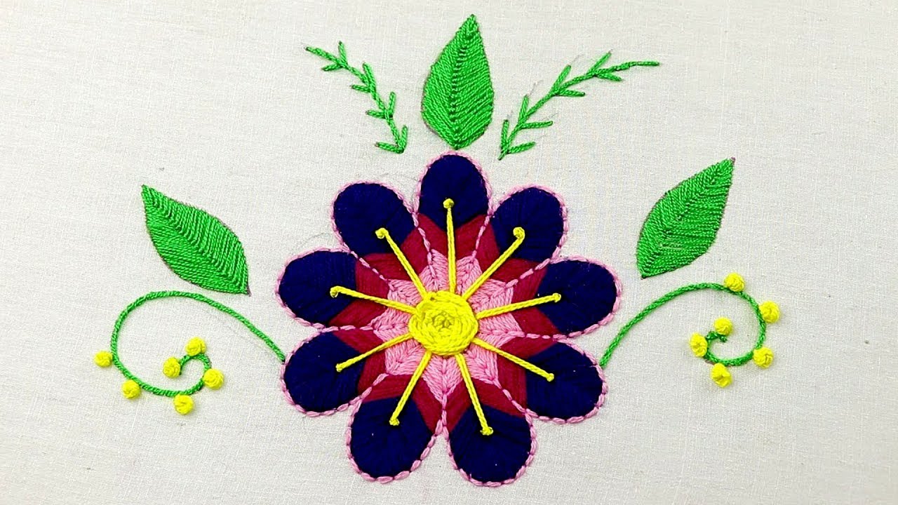 bordado mexicano flores, Mexican Embroidery: Fishbone Stitch Flower, hand embroidery stitches