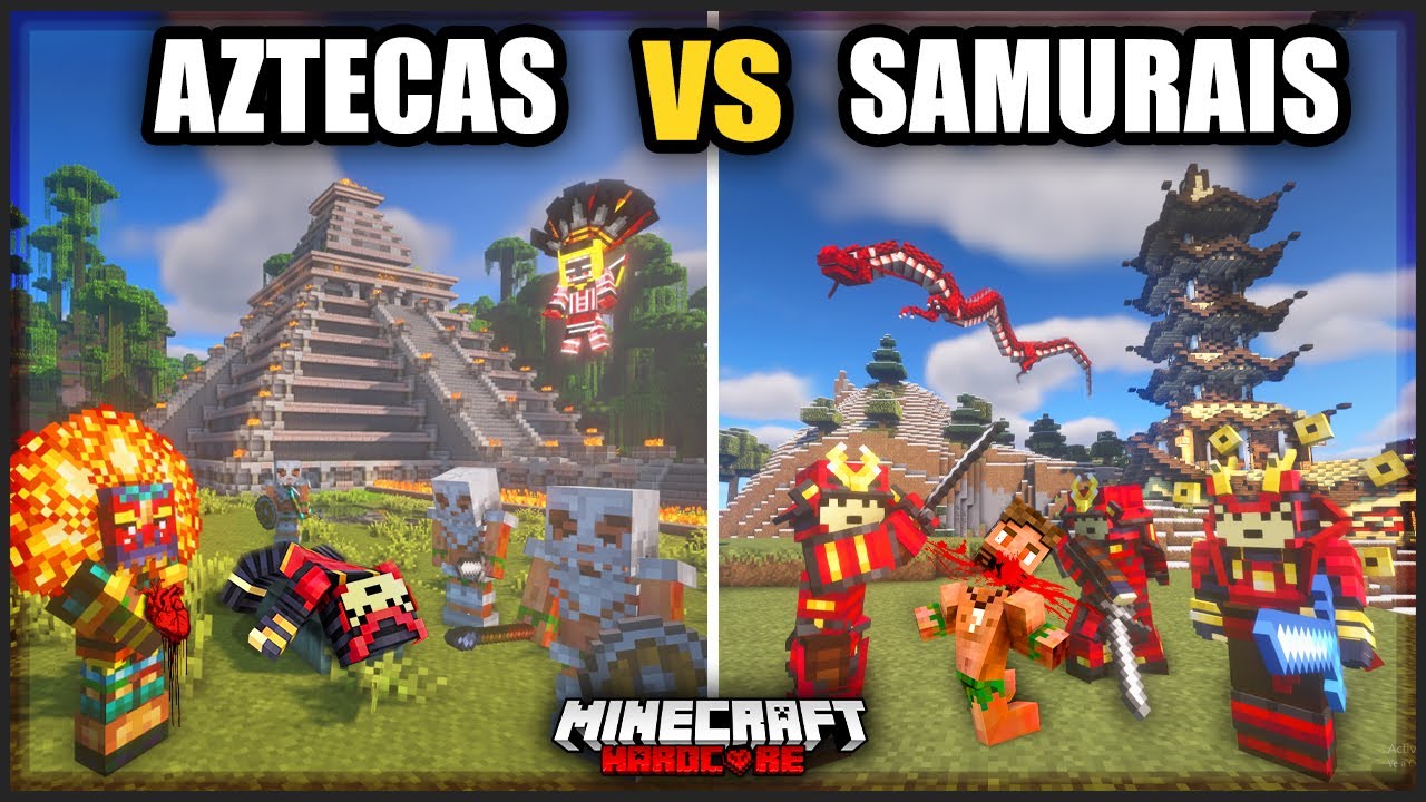 100 jugadores SIMULAN UNA GUERRA de CIVILIZACIONES (Egipto, Aztecas, Roma y Japon) en Minecraft!