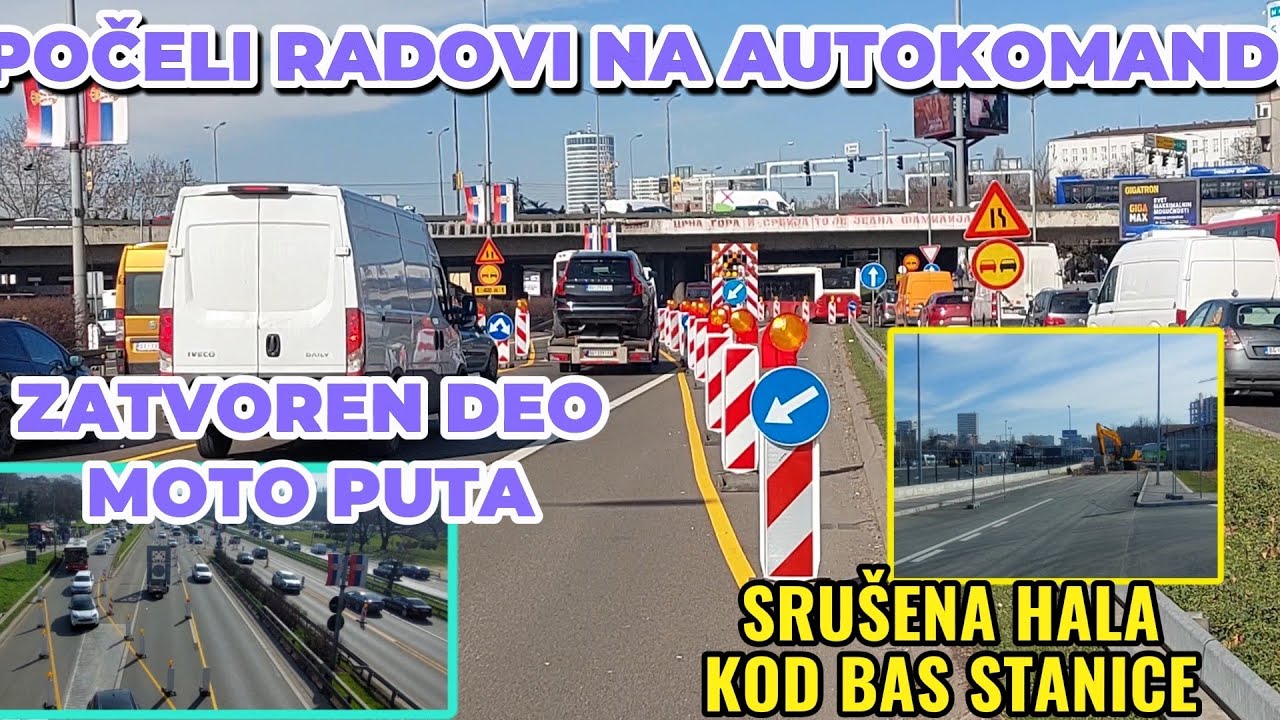 POČELI RADOVI NA AUTOKOMANDI OJAČANJE STUBOVA,ZATVORENE TRAKE MOTO PUTA,SRUŠENA HALA KOD BAS STANICE