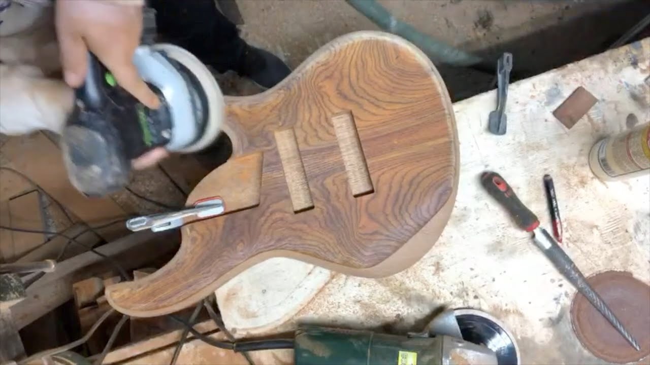How it's made: sculpting a bass body with an angle grinder and a half round file