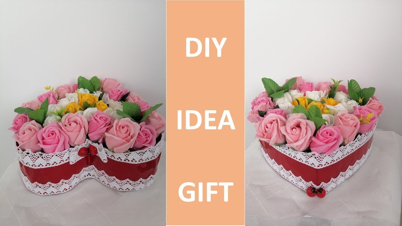 DIY  Cum sa faci o cutie cu trandafiri  How to make a box of roses by reusing cardboard Tutorial
