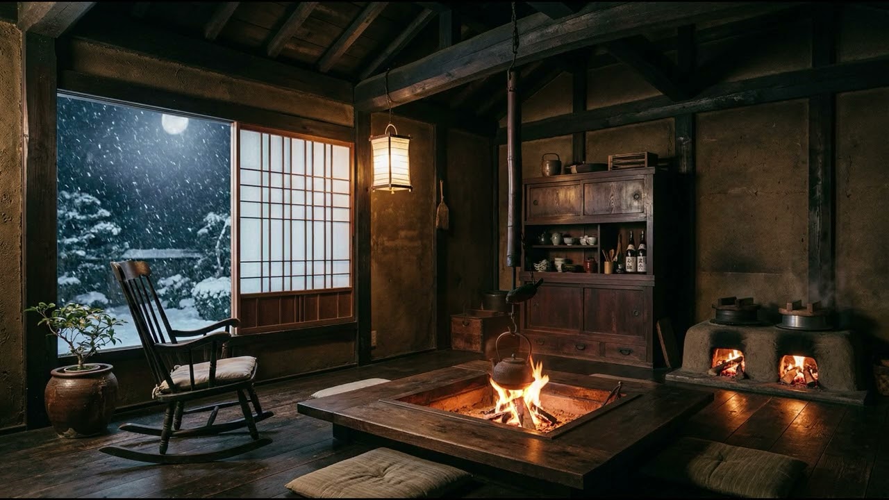 Winter Cabin Still Peace – Lantern Glow, Moonlit Snow & Deep Winter Calm