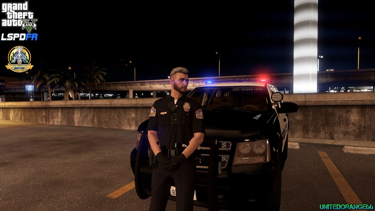 GTA V - LSPDFR 0.4.9🚔 - LAXPD - Патруль аэропорта - Горящая машина | Преследование на машине - 4K