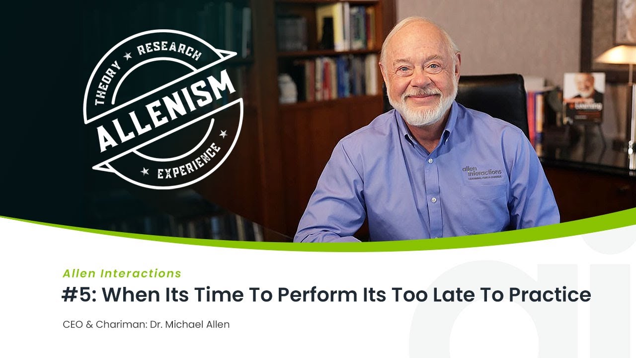 Allenism O2. When It&rsquo;s Time To Perform, It&rsquo;s Too Late To Practice