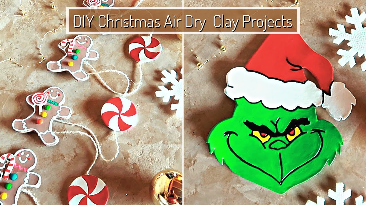 DIY Air Dry Clay Christmas Decor | Gingerbread Man Garland & The Grinch Candy Dish