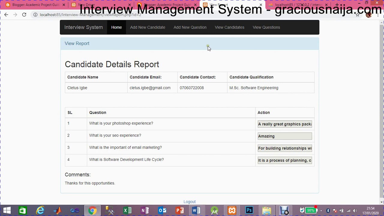 Interview Management System using PHP