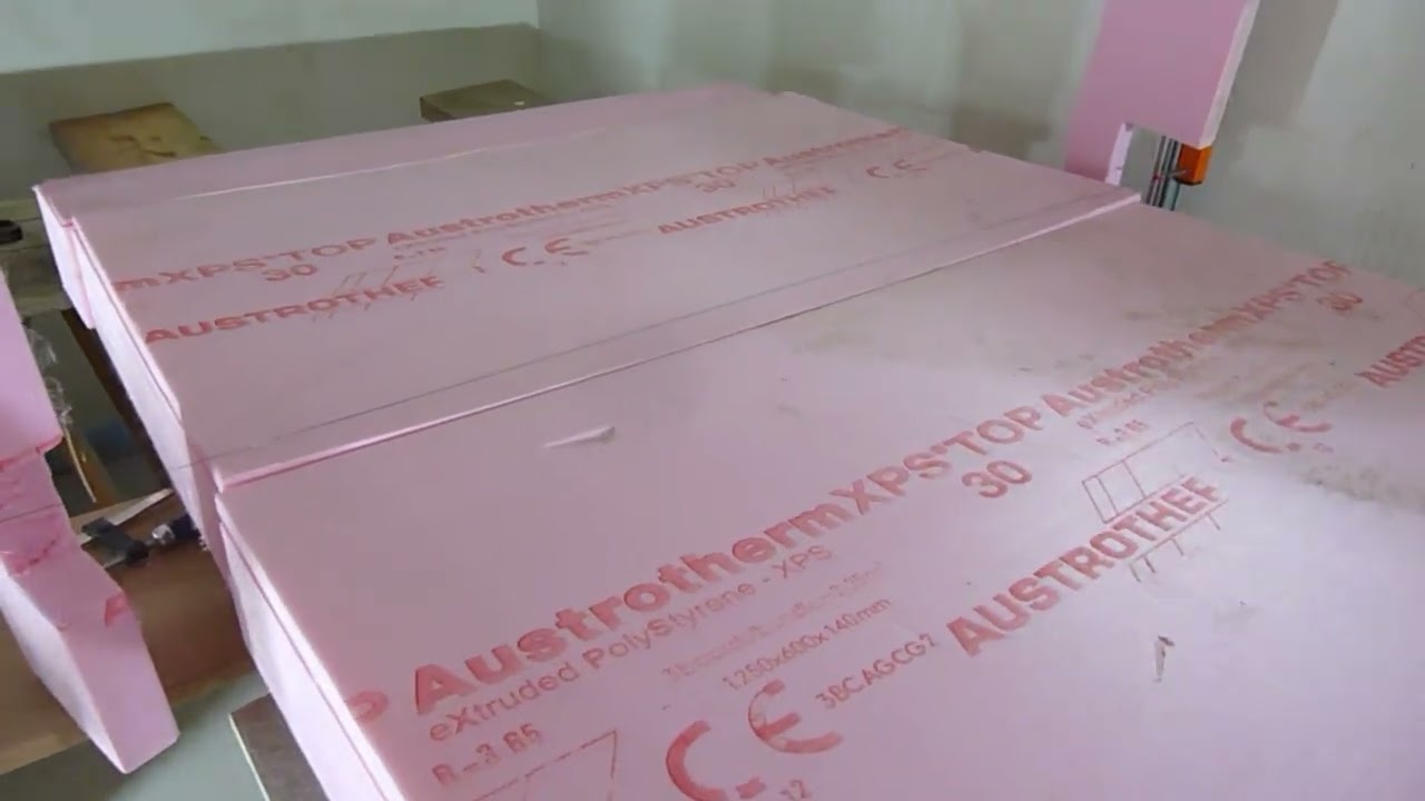 XPS Austrotherm 140 mm schräg schneiden mit Heissdraht für Bodengleiche Dusche 05.2025 Rollen imText