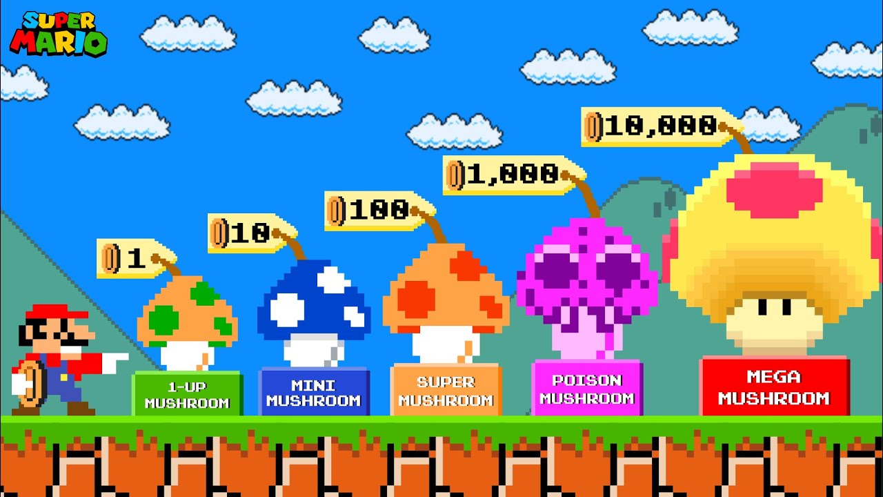 Super Mario Bros. but Mario Can Buy all Mushrooms...