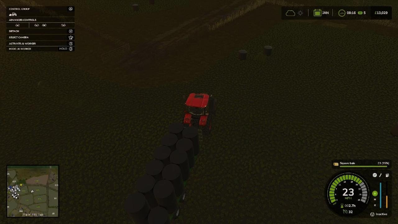 Farming Simulator 25 collecting the bales