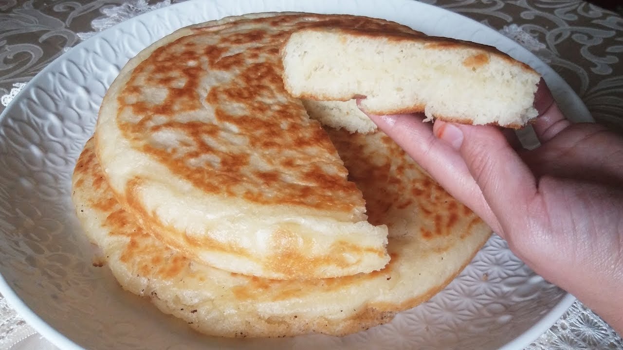 خبز طري وهش في المقلاة بدون دلك بدون تعب بعجينة السفنج