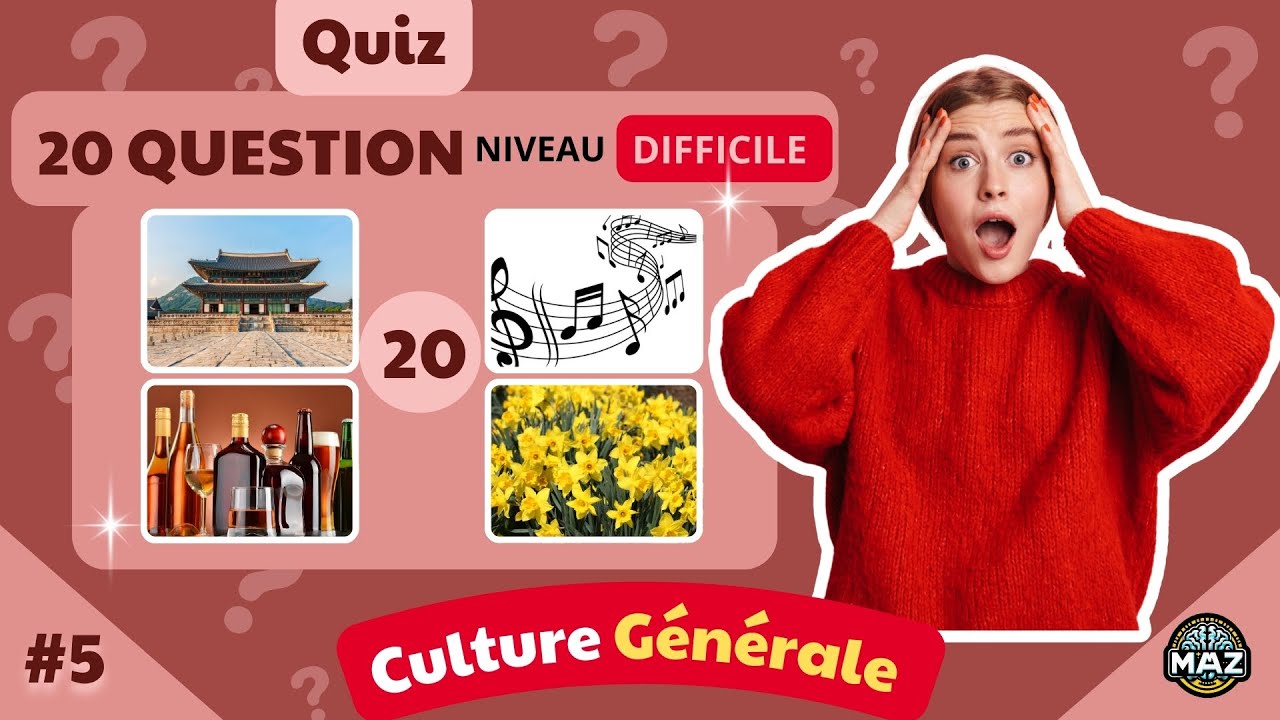 Teste ta culture g&eacute;n&eacute;rale avec ce quiz amusant DIFFICILE 🌍 : 20 QUESTIONS 🧠📚