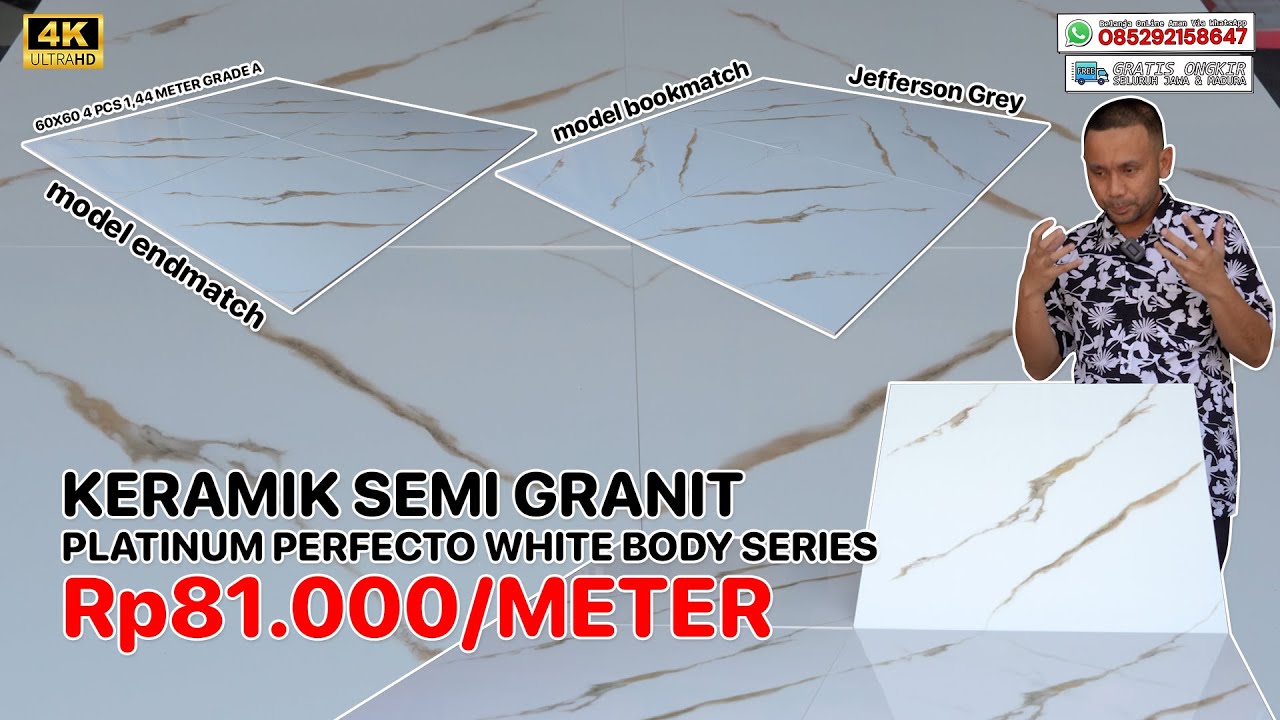 TURUN DRASTIS❗KERAMIK 60x60, Rp81.000/M SEMI GRANIT, PLATINUM JEFFERSON GREY - BODY PUTIH, KW 1❗❗