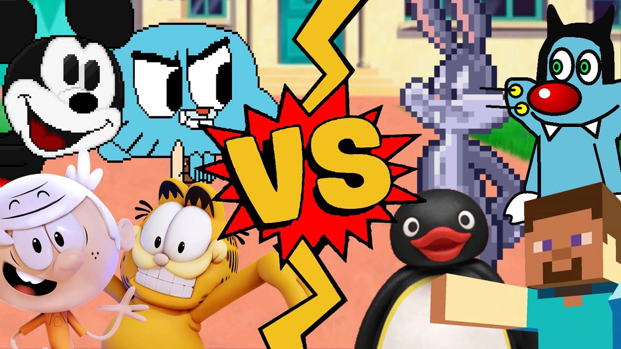 M.U.G.E.N Battles | Gumball/Mickey Mouse/Garfield/Lincoln Loud vs Pingu/Oggy/Bugs Bunny/Steve
