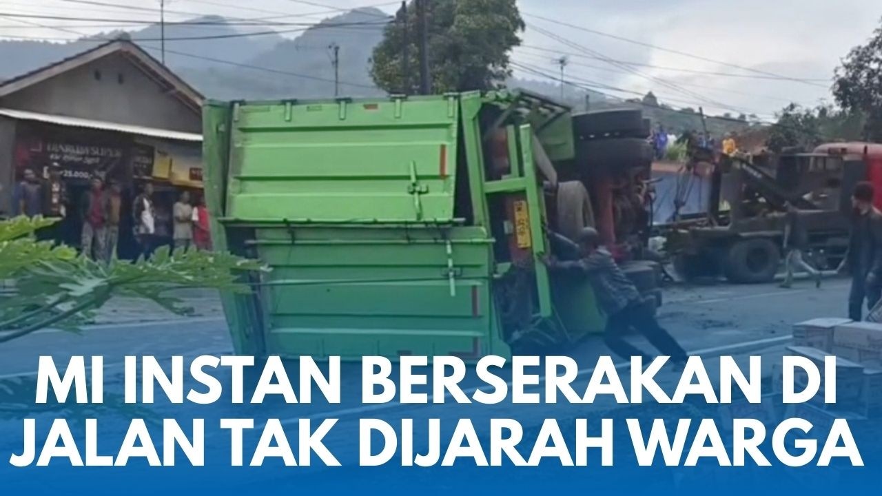 KECELAKAAN DI GARUT! Jalur Mudik Macet Parah ada Truk Angkut Mi Instan Terguling tak Kuat Nanjak
