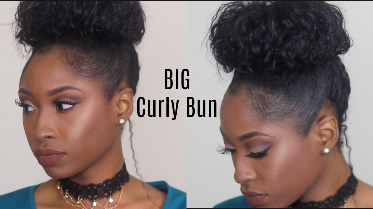 BIG CURLY BUN HACK with SHORT/MEDIUM NATURAL HAIR (ALL HAIR TYPES)