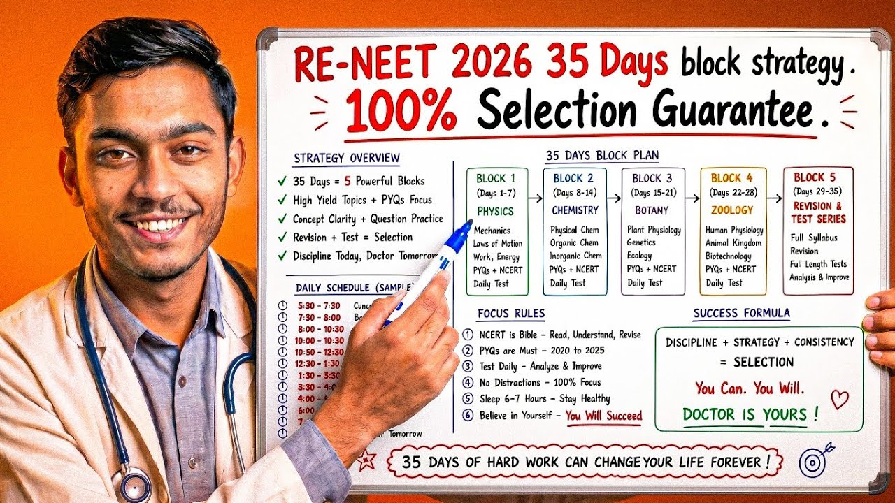 RE-NEET 2026 35 Days Strategy 🚨 | 700+ Score Complete Study Plan