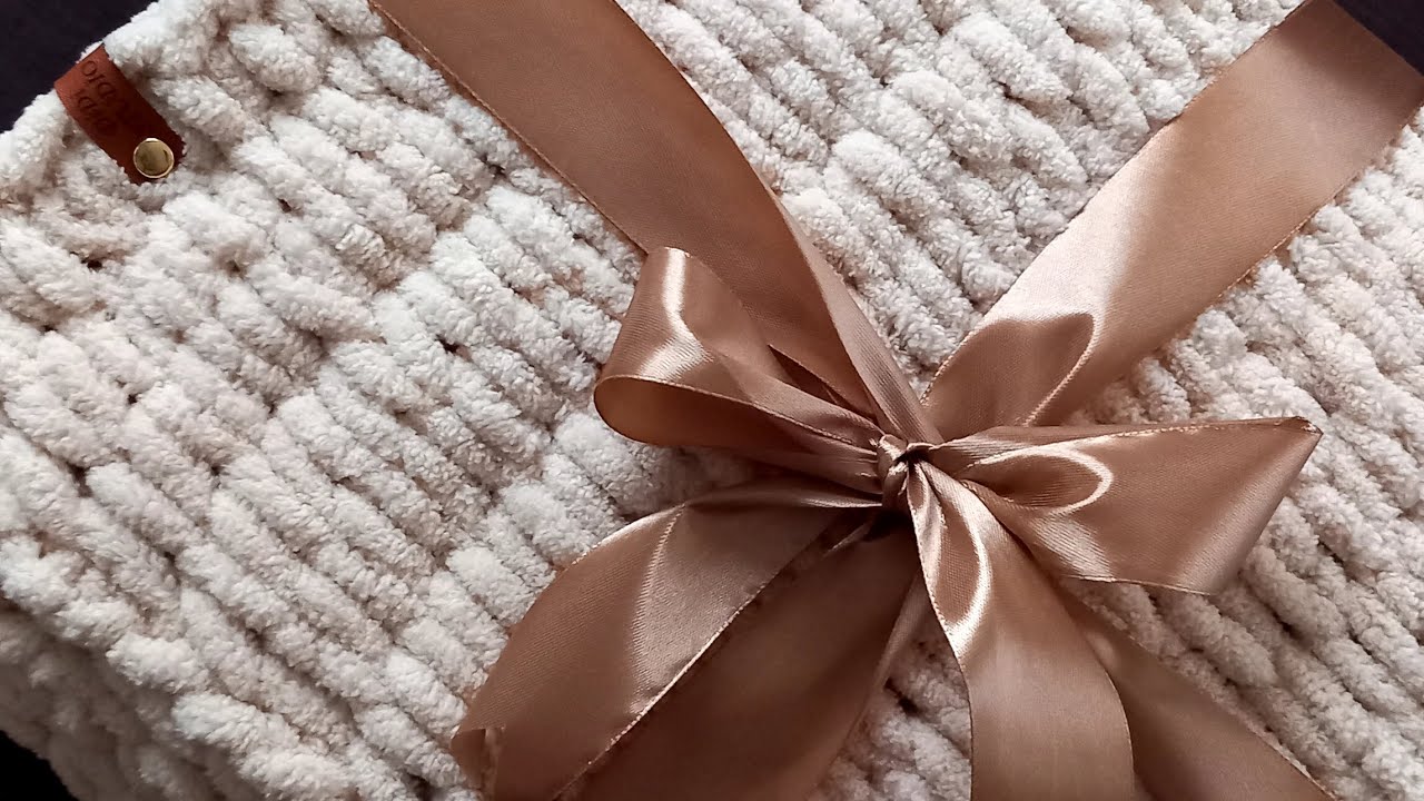 بطانية بخيط البافي سهله جدا فى التنفيذ بدون استخدام ابر #crochet #خيط_بافي